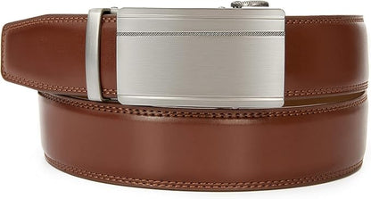 28"-68" Men's Leather Ratchet Dress Belt Big And Tall With Automatic Buckle