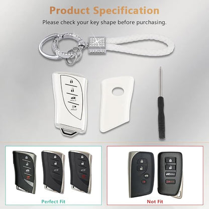 PIFOOG for Lexus Key Fob Cover Bling Keychain TPU Car Keys Case Shell Protector Protection for Lexus GX ES NX LC RC LS UX Accessories 4 Buttons Girly Women Cute