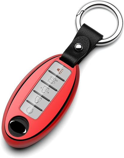 Compatible with Nissan Key Fob Cover Altima Maxima Rogue Armada Pathfinder Compatible with Infiniti Key Fob Cover Red TPU Protector Car Key Chain Holder Case Accessories