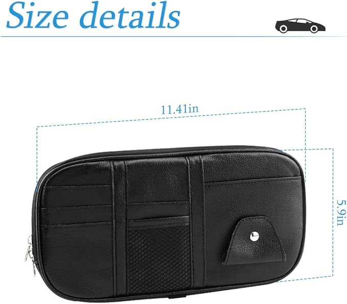 Car Sun Visor Organizer, Sunglass Holder and Storage Pocket, Card Cash Pouch with Multi-Pocket Net Zipper, Case Bag for License Pen Key, Auto Interior Accessories for Truck, SUV, Van (Red)