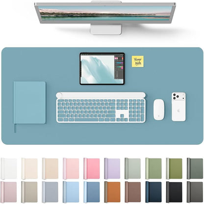 YSAGi Leather Desk Pad Protector, Office Desk Mat, Large Mouse Pad, Non-Slip PU Leather Desk Blotter, Laptop Desk Pad, Waterproof Desk Writing Pad for Office and Home (Aquamarine, 35.4" x 17")