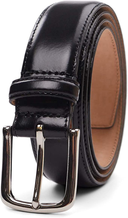 Cole Haan Men's Black Leather Dress Belt - Classic Style With Polished Buckle for Work Or Formal Wear