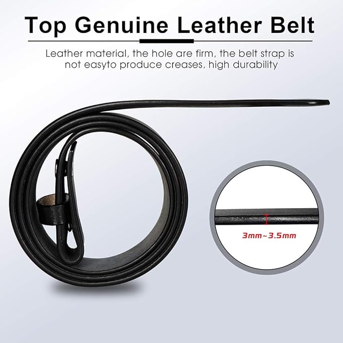 HJones Western Belts for Men without Buckle,Cowboy Belt Buckles for Men,1.5" Wide Genuine Leather Belt No Buckle