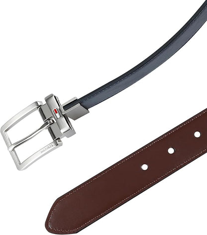 Tommy Hilfiger Men's Reversible Leather Belt, 2‑in‑1 Design for Dress Or Casual Wear