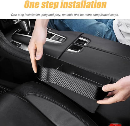 2 Packs Car Seat Gap Filler Organizer, Multifunctional Seat Gap Storage Box with Cup Holder, Console Side Extra Pouchs with USB Car Charger, Auto Accessories for Cellphone Wallet Key