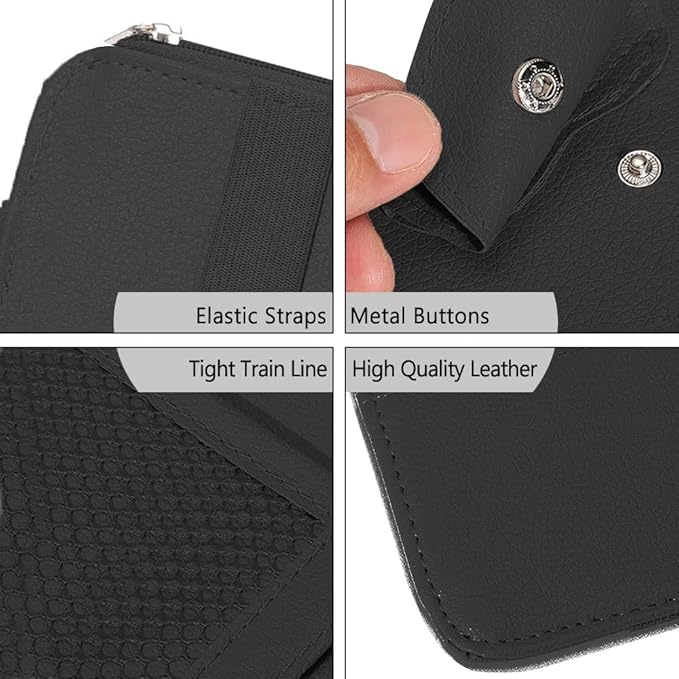 1 Pack Car Sun Visor Organizer, Sunglasses Holder for Car Sun Visor, Auto Interior Accessories Pocket Organizers Can Store for Sunglasses, Documents, Cards, Pen, Drivers License (Black)