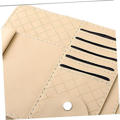 GLEAVI Car Cd Holder Sun Visor Storage Small Cd Holder Bag Leather Organizer Beige