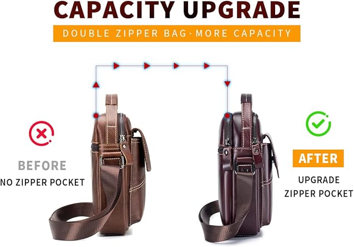 Leather Shoulder Bag for Men Small Mens Crossbody Bag Purses Handbags | Small, Genuine Leather, Crossbody, Men Purse, Casual, Daypack