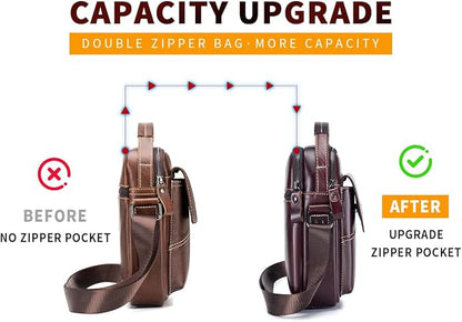 Leather Shoulder Bag for Men Small Mens Crossbody Bag Purses Handbags | Small, Genuine Leather, Crossbody, Men Purse, Casual, Daypack
