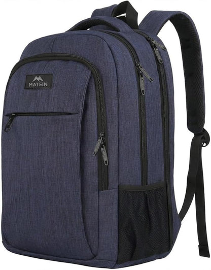 MATEIN Large College Backpack, Sturdy Computer Backpack Fits 17 inch Notebook, Carryon Luggage Travel Laptop Bag for Business Men and Women Christmas New Year Gift, Blue