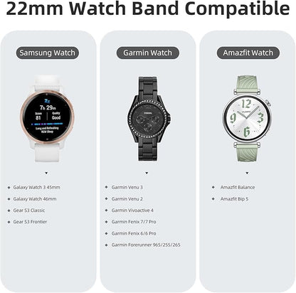 DaQin 22mm 20mm 18mm Quick Release Watch Band Compatible with Garmin Venu 3 2/Forerunner 255 265 955/Vivoactive 5 6 4 3, Nylon Watch Straps Adjustable Sport Replacement for Samsung Galaxy Watch 7 6 5 4/3 45mm/Galaxy Watch 46mm Men Women, 3 Packs