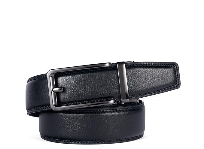 28"-68" Men's Leather Ratchet Dress Belt Big And Tall With Automatic Buckle
