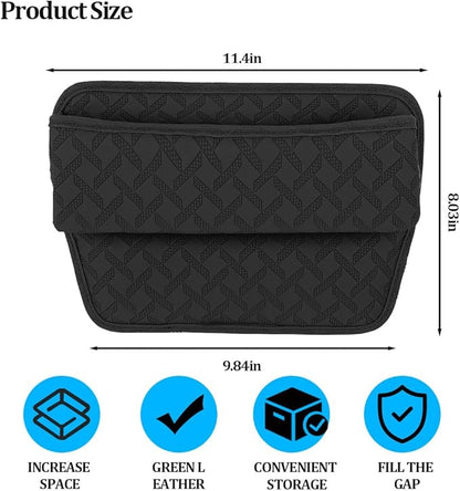 Car Seat Gap Filler Organizer, Leather Console Side Gap Filler Storage Box for Storing Phones Keys, No-Drop Automotive Seat Crevice Blocker Organizer, Universal for Truck SUV Sedan (Black)
