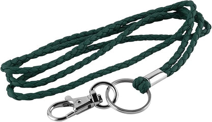 PLENTY Braided Leather Lanyard, 2PCS Handmade Strong Office Long Neck Strap with Clasp and Keychain for ID Badge and Keys