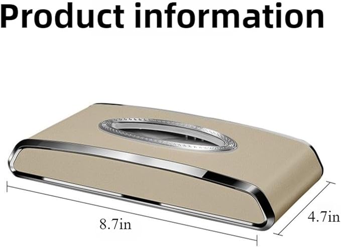 Faux Leather Car Tissue Holder for Interior, Multi-Function Tissue Box, Armrest & Back Seat Tissue Organizer, Sleek Kleenex Holder (Beige Flat)