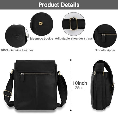 Jack&Chris Leather Messenger Bag for Men, Man Purse Crossbody Bags for Work Business