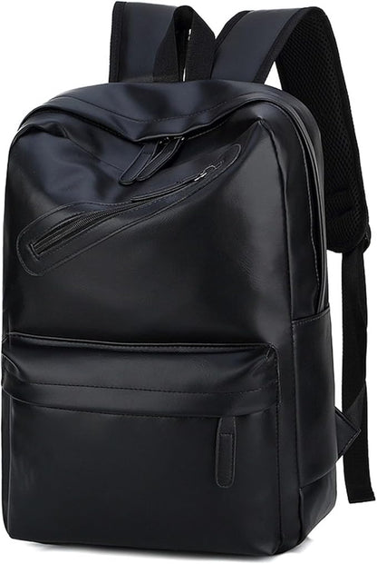 Vintage Leather Backpack for Men 16" Laptop Bag for work Casual Daypack Business Travel Rucksack Waterproof (Black)