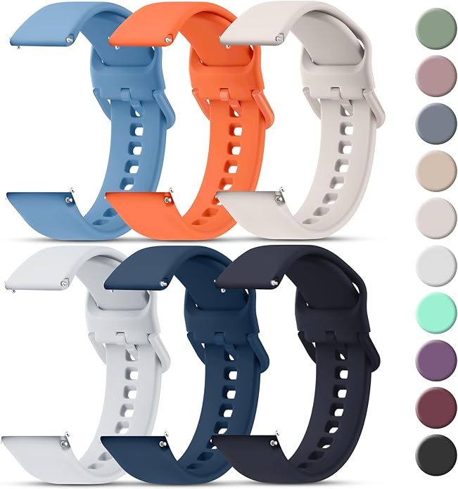 Tobfit 20mm 22mm Watch Bands Quick Release Watch Straps with Color Matched Metal Buckle, Soft Silicone Breathable Replacement Sport Watch Wristbands for Women Men