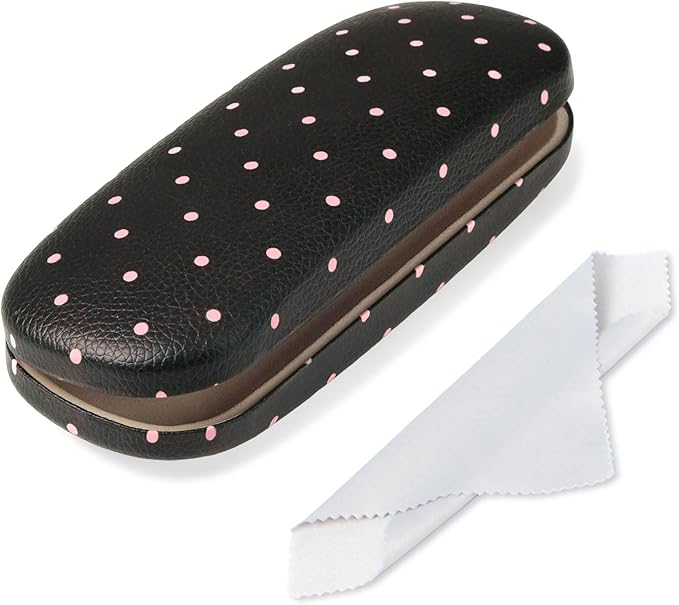 Glasses Case Hard, Cute Sunglasses Case for Women Leather Protective Case for Eyeglass with Cleaning Cloth