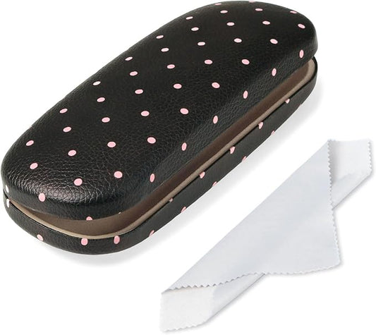 Glasses Case Hard, Cute Sunglasses Case for Women Leather Protective Case for Eyeglass with Cleaning Cloth