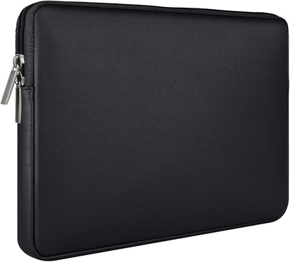RAINYEAR 13.3 Inch Laptop Sleeve Soft PU Leather Case Water Resistant Padded Zipper Cover Protective Carrying Bag Compatible with 13.3" Notebook Computer Chromebook(Black)
