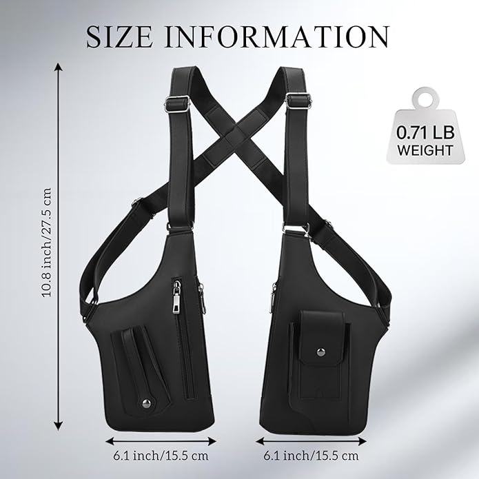 FANNING511 Double Shoulder Armpit Bag for Men Vest Bag Multi Pocket Underarm Pouch for Travel Outdoor Running cycling