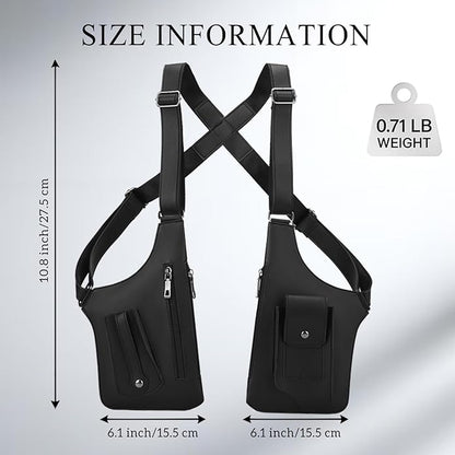 FANNING511 Double Shoulder Armpit Bag for Men Vest Bag Multi Pocket Underarm Pouch for Travel Outdoor Running cycling