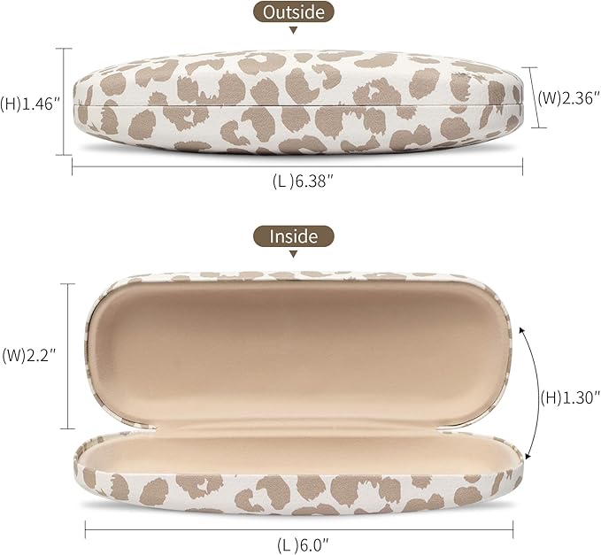 Glasses Case Hard Shell, Leather Protective Case for Sunglasses with Cleaning Cloth, Cute Eyeglass Cases for Women