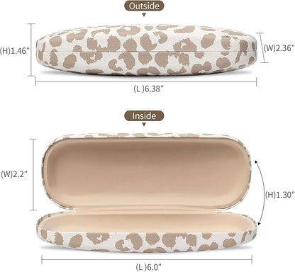 Glasses Case Hard Shell, Leather Protective Case for Sunglasses with Cleaning Cloth, Cute Eyeglass Cases for Women