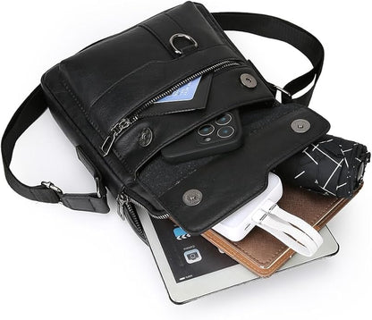 Shoulder Bag for Men Crossbody Bags Leather Sling Bag Messenger Bags with Multiple Pockets Business Outdoor