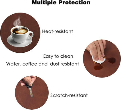 Leather Desk Mat, 23.6"x13.8" Non-Slip PU Leather Desk Pad, Thick Desk Blotter with Stitched Edge, Retro Large Mouse Pad, Laptop Pad for Office & Home Use (Brown)