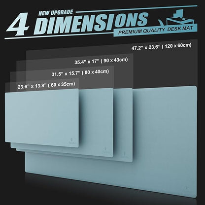 K KNODEL Small Office Leather Desk Mat, Mouse and Keyboard Pad, Computer and Laptop Mat, Desktop Protector and Cover, Writing Pad and Blotter (23.6"x13.8", Light Blue)