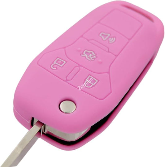 Silicone Rubber Key Fob Cover Protector for Ford Fusion Explorer (Flip Key) N5F-A08TAA 164-R7986 5924003 4 Button Remote Control