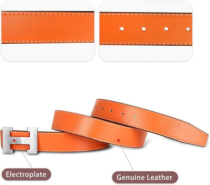 Aurolran Men&Womens Leather Dress Belt Business Automatic Buckle Belt Color-Black Silver Gold
