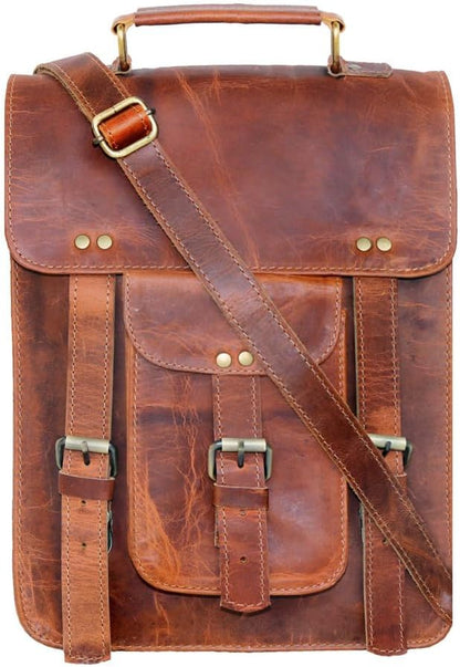 jaald Genuine Leather Messenger Bag Vintage Laptop Crossbody Bag Satchel Man Purse Shoulder Bag for man woman office bag