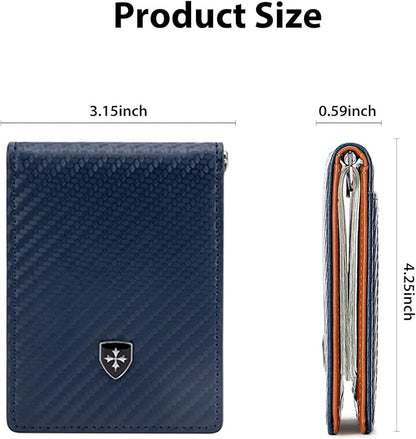 Men's Slim Wallet with Money Clip RFID Blocking Bifold Credit Card Holder Gifts for Men