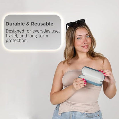 Rounded Rectangle Glasses Case – Hard Shell PU Leather Eyewear Case with Soft Lining & Magnetic Closure