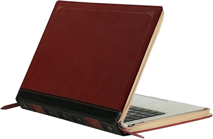 MOSISO Laptop Sleeve Case Compatible with MacBook Air 13 inch M4 A3240 M3 A3113 M2 A2681 M1 A2337 A2179 A1932 2025-2018/Pro 13 inch M2 M1 2025-2016, PU Leather Vintage Portfolio Cover, Wine Red