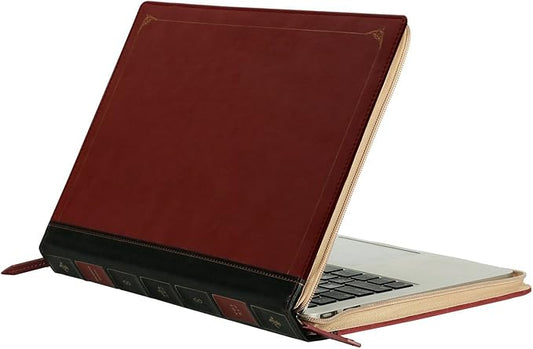 MOSISO Laptop Sleeve Case Compatible with MacBook Air 13 inch M4 A3240 M3 A3113 M2 A2681 M1 A2337 A2179 A1932 2025-2018/Pro 13 inch M2 M1 2025-2016, PU Leather Vintage Portfolio Cover, Wine Red