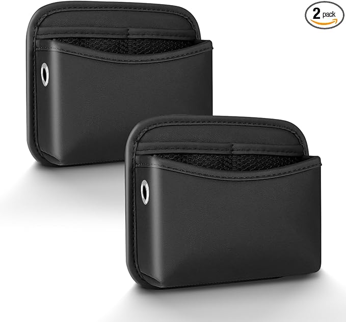 2Pcs Car Side Pocket Organizer, Universal Leather Mini Storage Bag for Cell Phone, Wallet, Key, Glasses, Multifunctional Car Organizer Accessories for Car Seat, Door, Window, Console, 7*4.3*2.2inch