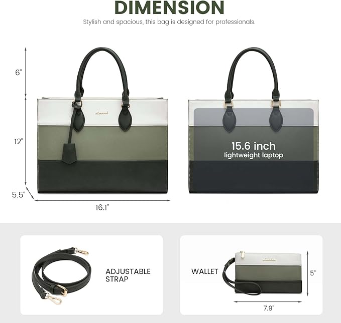 LOVEVOOK Laptop Tote Bag for Women, Work Totes Business Office Computer Briefcase with Clutch Purse