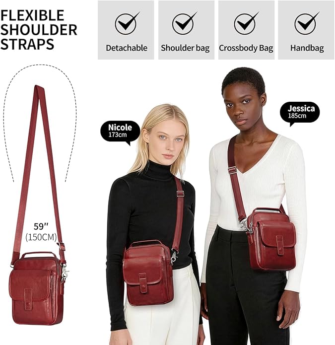 Augus Leather Small Messenger Bag For Men Crossbody Handbag Shoulder Sling Travel Bags for Men Purse Daypack Magnetic Buckle