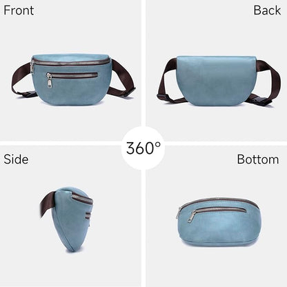 GAEKEAO Fanny Packs Waist Pack for Women Men Vegan Leather Cross body Belt Bag Travel with Adjustable Strap Purist Blue