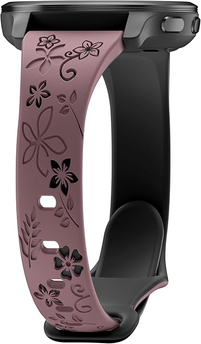 Laband 18mm Floral Engraved Band Compatible With Garmin Venu 3S 41mm/Venu 2S/Vivoactive 4S/Vivomove 3S/Venu 4 41mm/Forerunner 255S/Forerunner 265S,Soft Slim Silicone Cute Embossed Flower Strap for Men