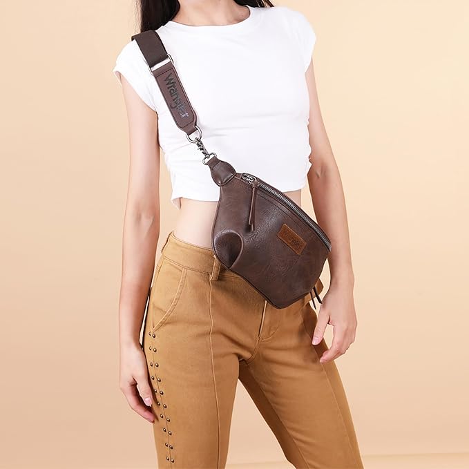 Wrangler Crossbody Bags for Women Large Fanny Packs Bum Bag Travel Belt Bags Sling Purse