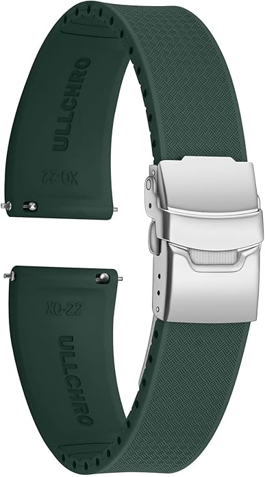 ULLCHRO Silicone Watch Band Quick Release Strap FKM Waterproof Watch Bands for Men 20mm 22mm Replacement Strap Sport Rubber Watchband