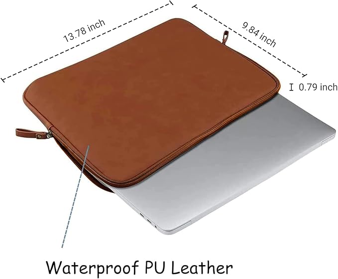 MOSISO Laptop Sleeve Bag 13.3 inch Compatible with MacBook Air/Pro, 13-13.3 inch Notebook, Compatible with MacBook Pro 14 2026-2021 M5 M4 M3 M2 M1, PU Leather Padded Bag Waterproof Case, Brown