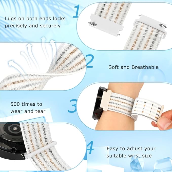 18mm Nylon Sport Quick Release Watch Bands Compatible with Garmin Venu 4 41mm/3S 41mm/Venu 2S/Vivoactive 4S/Vivomove 3S/Active S/Forerunner 265S(42mm)/255S/Fossil Women's Gen 6 42mm/5E 42mm Women Men