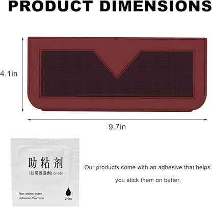 Car Sunglasses Case, PU Leather Pocket Self-Adhesive Storage Pouch for Vehicle Door Window Console, Multifunctional Vehicle Interior Organizer for Glasses Phones Wallets Keys (Wine Red)