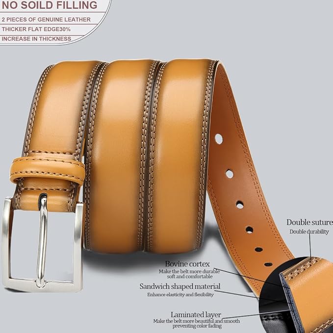 DOOPAI Mens Dress Belt - Genuine Leather Dress Belts For Men,Casual Suit Jeans Belt-Single Prong Buckle black belt